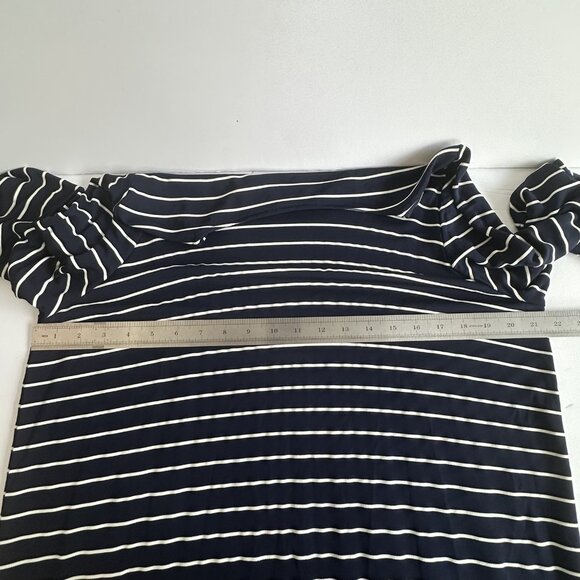 Lauren Ralph Lauren Shirt Womens 1X Striped Long Sleeve Layered Hem Top Blouse - Picture 5 of 9